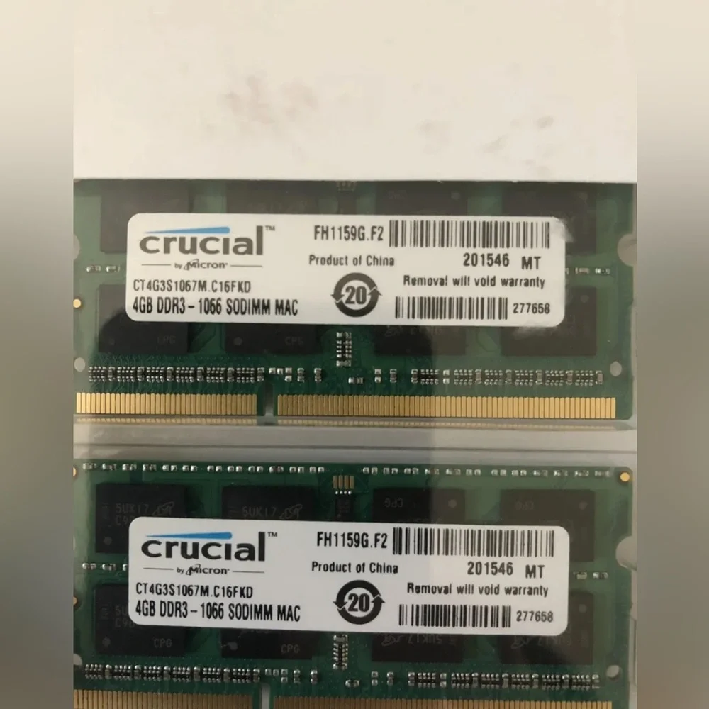 NIB Crucial by Micron Apple Mac Computer Compatible Memory 8 GB (4GB x 2) Kit